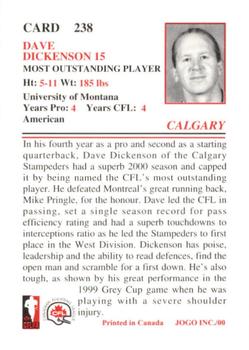 2000 JOGO #238 Dave Dickenson Back