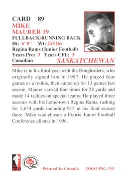 1999 JOGO #89 Mike Maurer Back