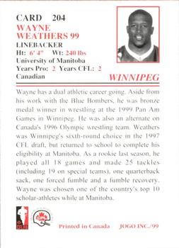1999 JOGO #204 Wayne Weathers Back
