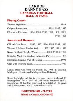 2000 JOGO Hall of Fame E #3E Danny Bass Back
