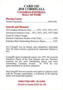 2000 JOGO Hall of Fame E #11E Jim Corrigall Back