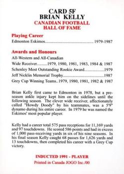 2000 JOGO Hall of Fame F #5F Brian Kelly Back