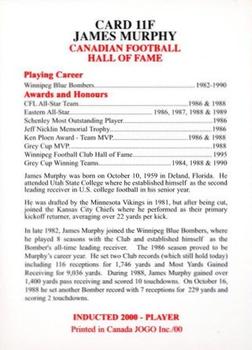 2000 JOGO Hall of Fame F #11F James Murphy Back