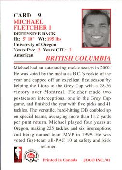 2001 JOGO #9 Michael Fletcher Back