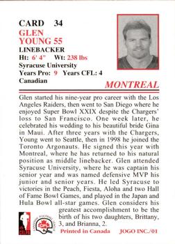 2001 JOGO #34 Glen Young Back