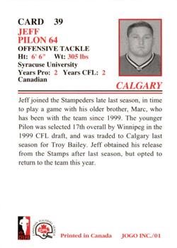 2001 JOGO #39 Jeff Pilon Back