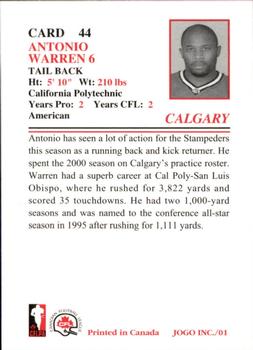 2001 JOGO #44 Antonio Warren Back