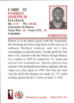 2001 JOGO #52 Darren Joseph Back