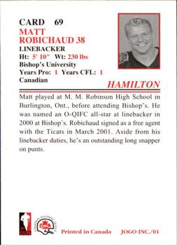 2001 JOGO #69 Matt Robichaud Back
