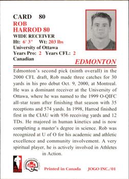 2001 JOGO #80 Rob Harrod Back