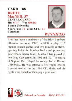 2001 JOGO #88 Brett MacNeil Back