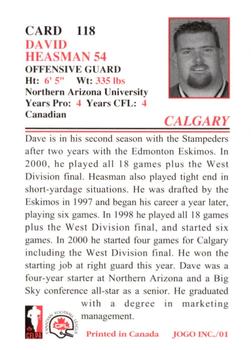 2001 JOGO #118 Dave Heasman Back