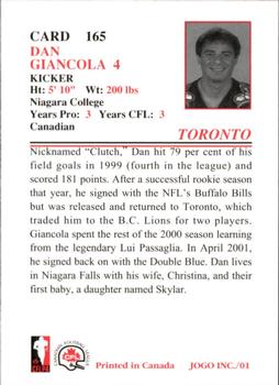 2001 JOGO #165 Dan Giancola Back