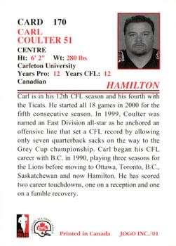 2001 JOGO #170 Carl Coulter Back
