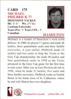 2001 JOGO #175 Mike Philbrick Back