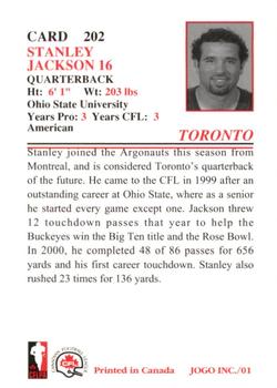 2001 JOGO #202 Stanley Jackson Back