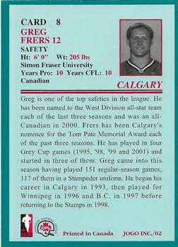 2002 JOGO #8 Greg Frers Back