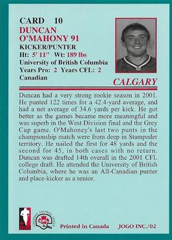 2002 JOGO #10 Duncan O'Mahony Back