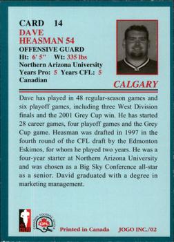 2002 JOGO #14 Dave Heasman Back