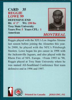 2002 JOGO #35 Reggie Lowe Back