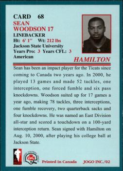 2002 JOGO #68 Sean Woodson Back