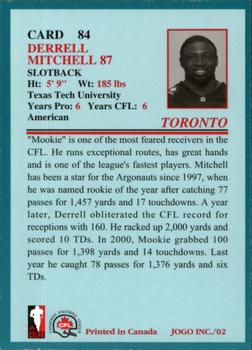 2002 JOGO #84 Derrell Mitchell Back