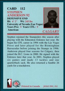 2002 JOGO #112 Stephen Anderson Back