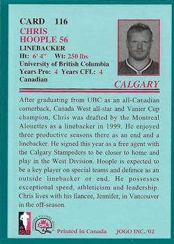 2002 JOGO #116 Chris Hoople Back