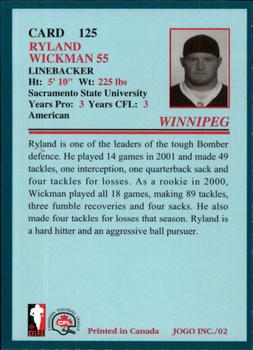 2002 JOGO #125 Ryland Wickman Back
