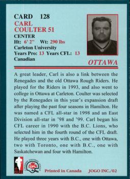 2002 JOGO #128 Carl Coulter Back