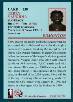 2002 JOGO #138 Terry Vaughn Back