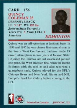 2002 JOGO #156 Quincy Coleman Back