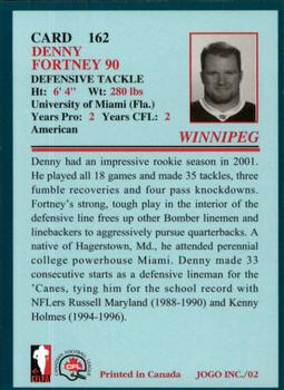 2002 JOGO #162 Denny Fortney Back