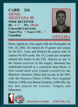 2002 JOGO #216 Denis Montana Back