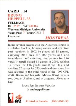 2003 JOGO #14 Bruno Heppell Back