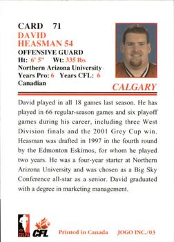 2003 JOGO #71 Dave Heasman Back