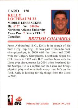 2003 JOGO #120 Kelly Lochbaum Back