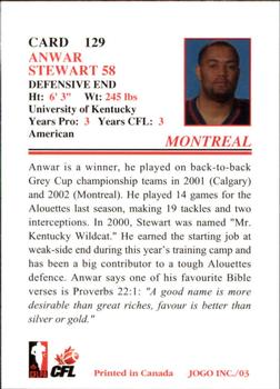 2003 JOGO #129 Anwar Stewart Back