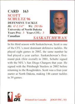 2003 JOGO #163 Scott Schultz Back
