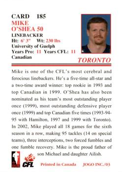 2003 JOGO #185 Mike O'Shea Back
