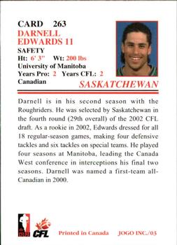 2003 JOGO #263 Darnell Edwards Back