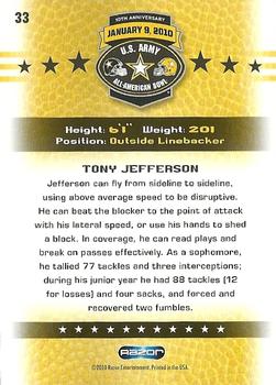 2010 Razor US Army All-American Bowl #33 Tony Jefferson Back
