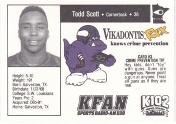 1992 Minnesota Vikings Police #3 Todd Scott Back