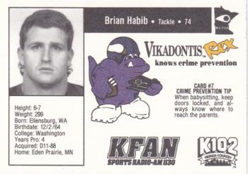 1992 Minnesota Vikings Police #7 Brian Habib Back