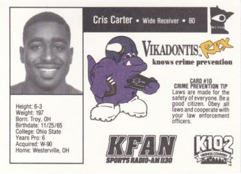 1992 Minnesota Vikings Police #10 Cris Carter Back