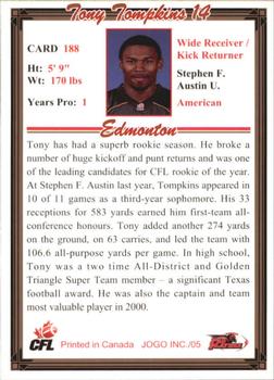 2005 JOGO #188 Tony Tompkins Back