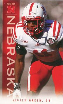 2013 1st National Bank Nebraska Cornhuskers Schedules #NNO Andrew Green Front
