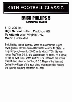 2002 Big 33 Ohio High School #NNO Erick Phillips Back