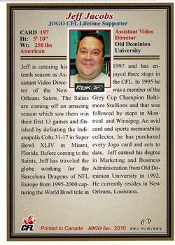 2010 JOGO #197A Jeff Jacobs Back