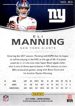 2017 Panini Limited - Emerald Spotlight #80 Eli Manning Back